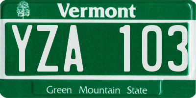 VT license plate YZA103