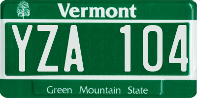 VT license plate YZA104