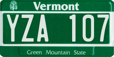 VT license plate YZA107