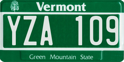 VT license plate YZA109