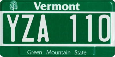 VT license plate YZA110