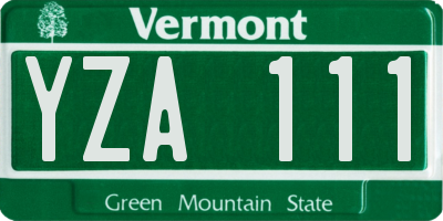 VT license plate YZA111