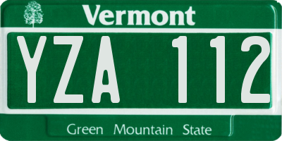 VT license plate YZA112