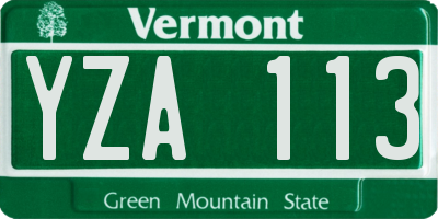 VT license plate YZA113