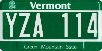 VT license plate YZA114