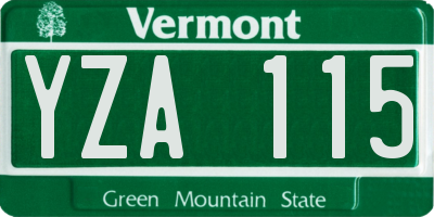 VT license plate YZA115