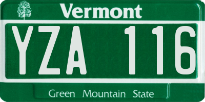 VT license plate YZA116