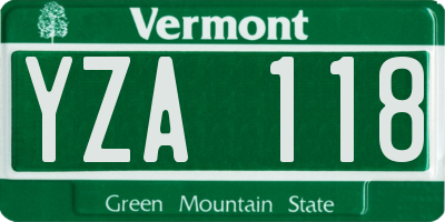 VT license plate YZA118