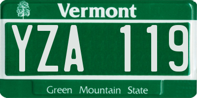 VT license plate YZA119