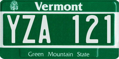 VT license plate YZA121