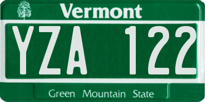 VT license plate YZA122