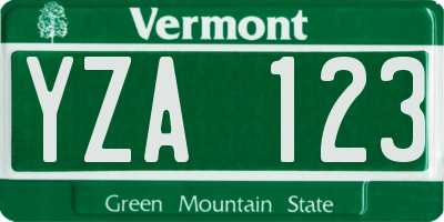 VT license plate YZA123