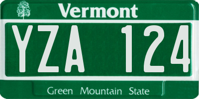 VT license plate YZA124