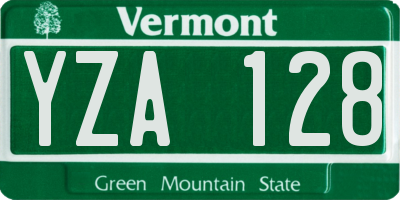 VT license plate YZA128