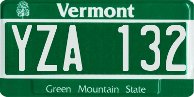 VT license plate YZA132