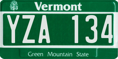 VT license plate YZA134