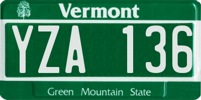VT license plate YZA136