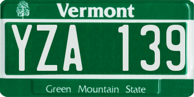 VT license plate YZA139