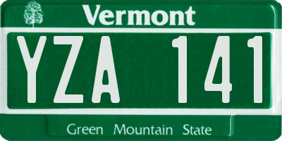 VT license plate YZA141