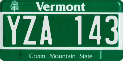 VT license plate YZA143