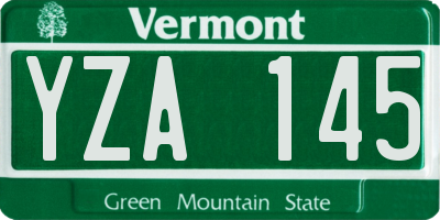 VT license plate YZA145