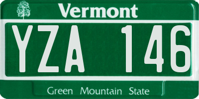 VT license plate YZA146