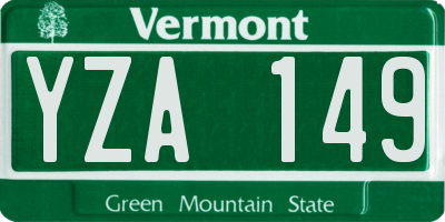 VT license plate YZA149