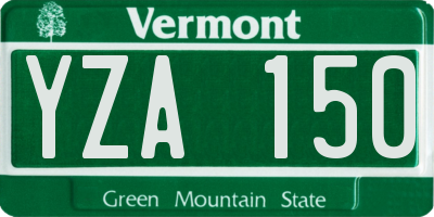 VT license plate YZA150