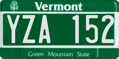 VT license plate YZA152