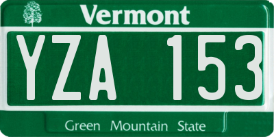 VT license plate YZA153