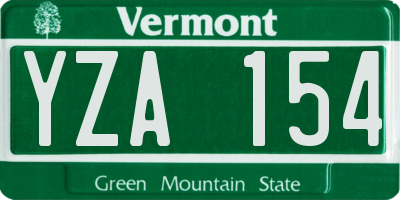 VT license plate YZA154