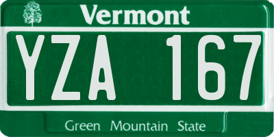 VT license plate YZA167