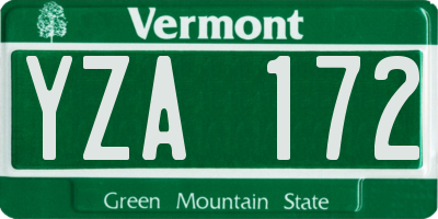 VT license plate YZA172