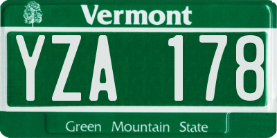 VT license plate YZA178