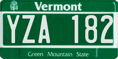 VT license plate YZA182