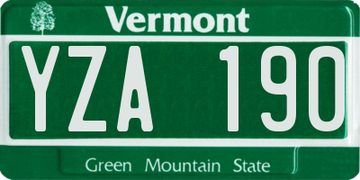 VT license plate YZA190