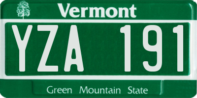 VT license plate YZA191