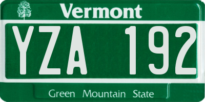 VT license plate YZA192