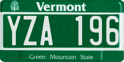VT license plate YZA196