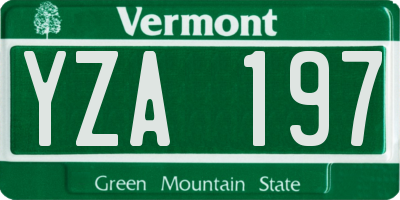 VT license plate YZA197