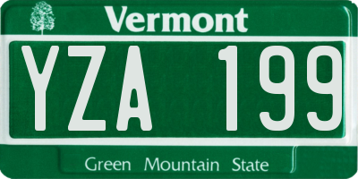 VT license plate YZA199