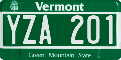 VT license plate YZA201