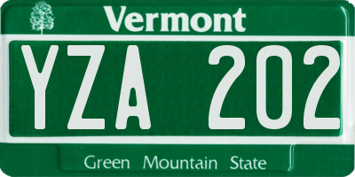 VT license plate YZA202