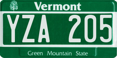 VT license plate YZA205
