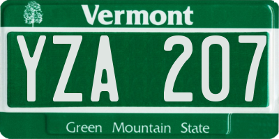 VT license plate YZA207