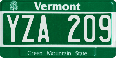 VT license plate YZA209