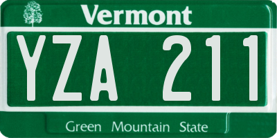 VT license plate YZA211