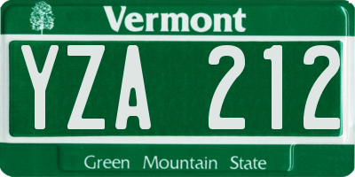VT license plate YZA212