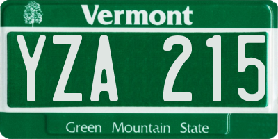 VT license plate YZA215