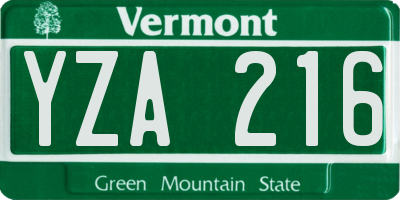 VT license plate YZA216